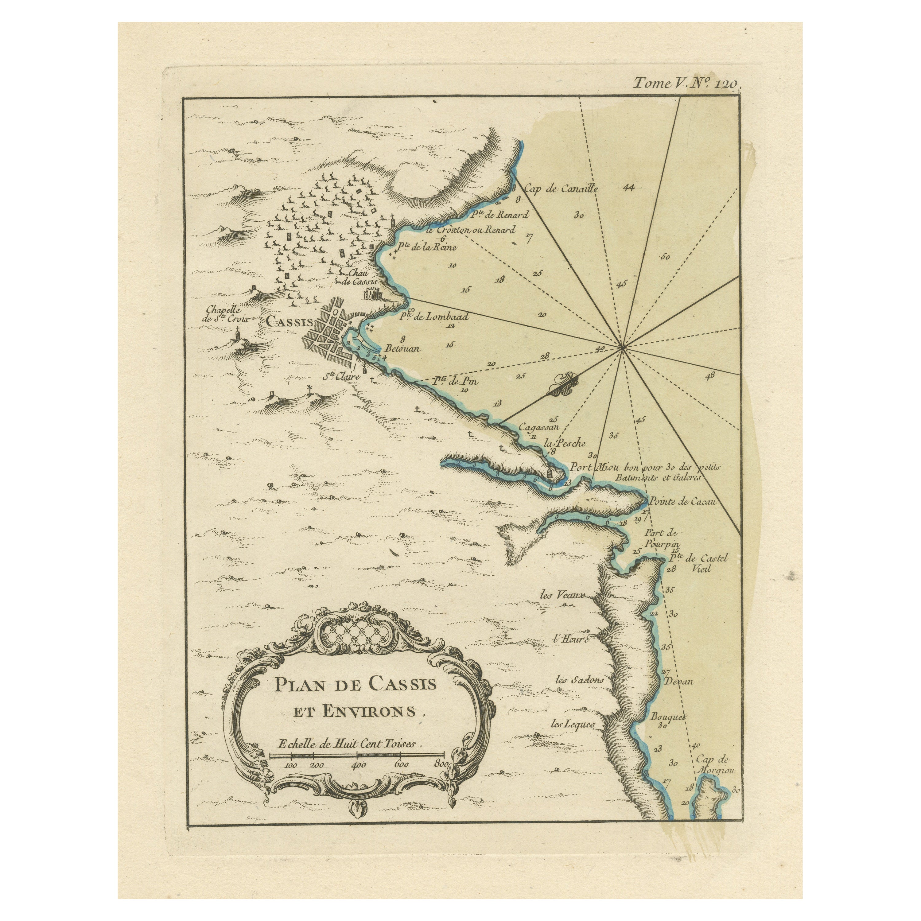 Antique Plan of the Region of Cassis, France