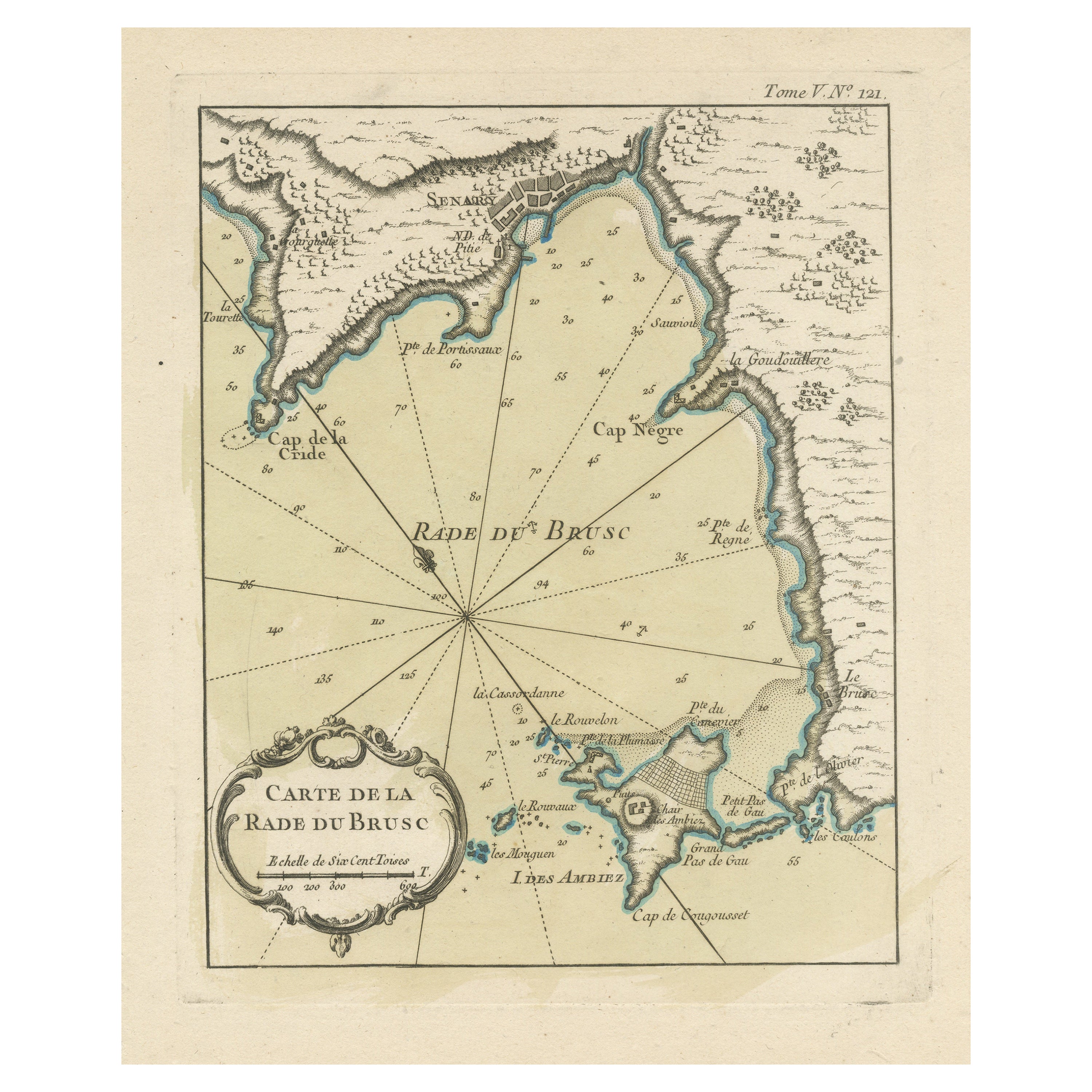 Antique Map of the Bay of Brusc, France For Sale