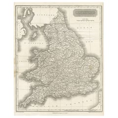 Antique Small Steel Engraved Map of England