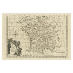Antique Original Copper Engraved Map of France