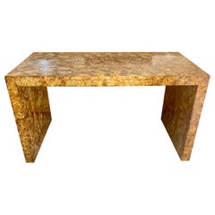 Parsons Style Mid-Century Modern Desk in a Burl / Faux Tortoise Shell Laminate