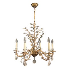 Magnifique panier en cristal de roche doré Vaughan Baguès Jansen Basket Chandelier