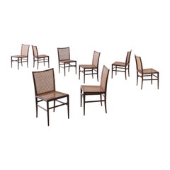 Set of 8 Rosewood Cane Chairs, Branco & Preto, 1952, Brazilian Midcentury