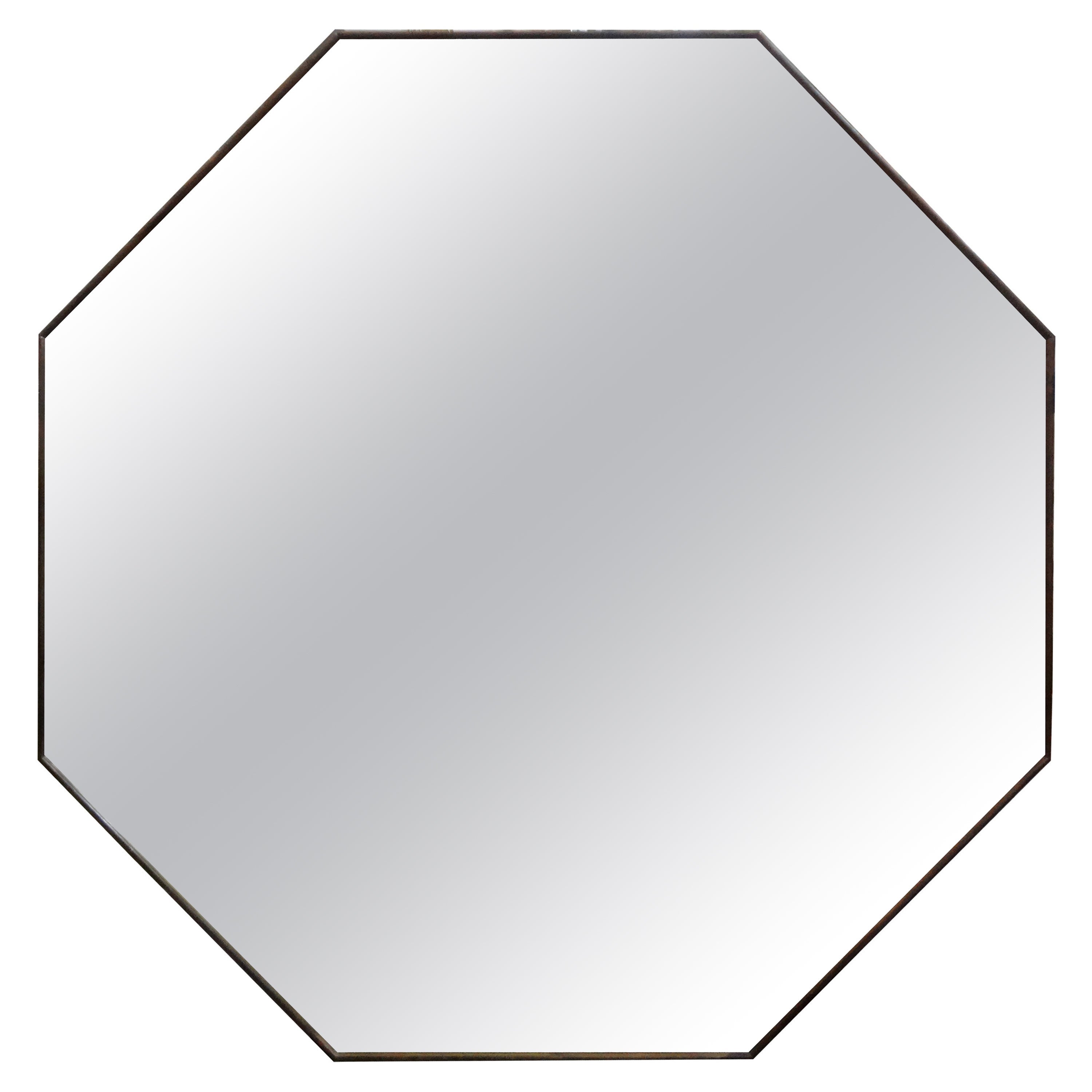Italian Modern Octagonal Brass Mirror