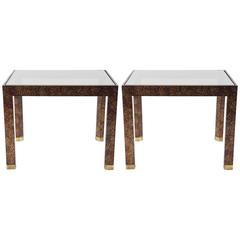 Pair of Faux Painted Tortoise Shell End Tables