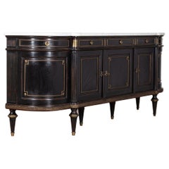 Monumental French Ebonised Marble & Bronze Empire Buffet