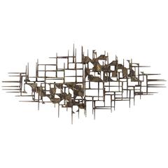 Mid-Century Brutalist Nail and Metal Wall Sculpture 10