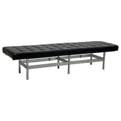 Architectural Stainless Steel and Leather Bench