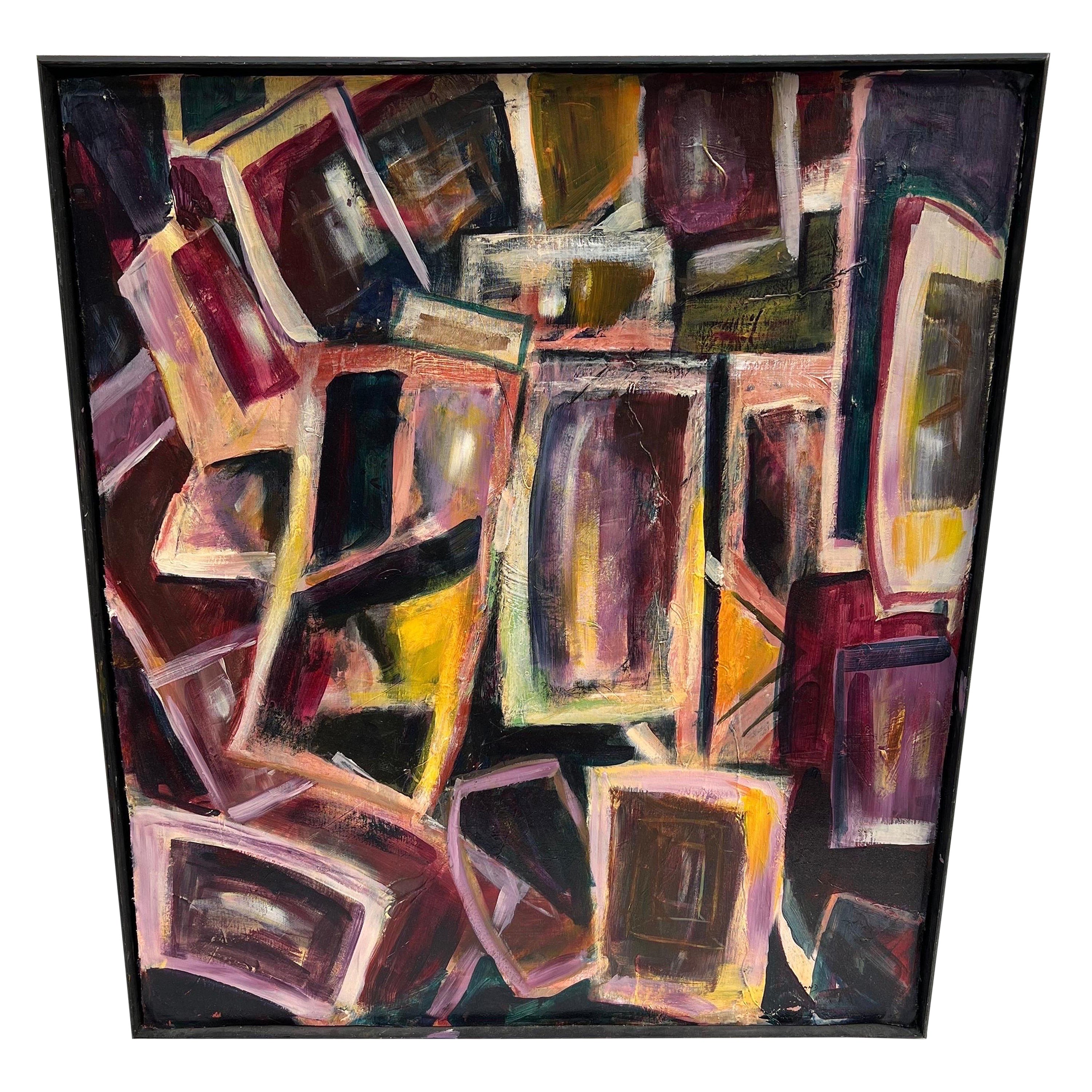 Grande quadro geometrico astratto di Carol Bertrand