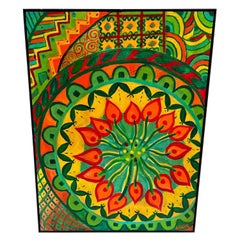 Large Colorful Green Meditative Painting by Carol Bertrand