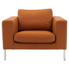 Bensen Neo Lounge Chair in Cognac Leather & Chrome Frame by Niels Bendtsen