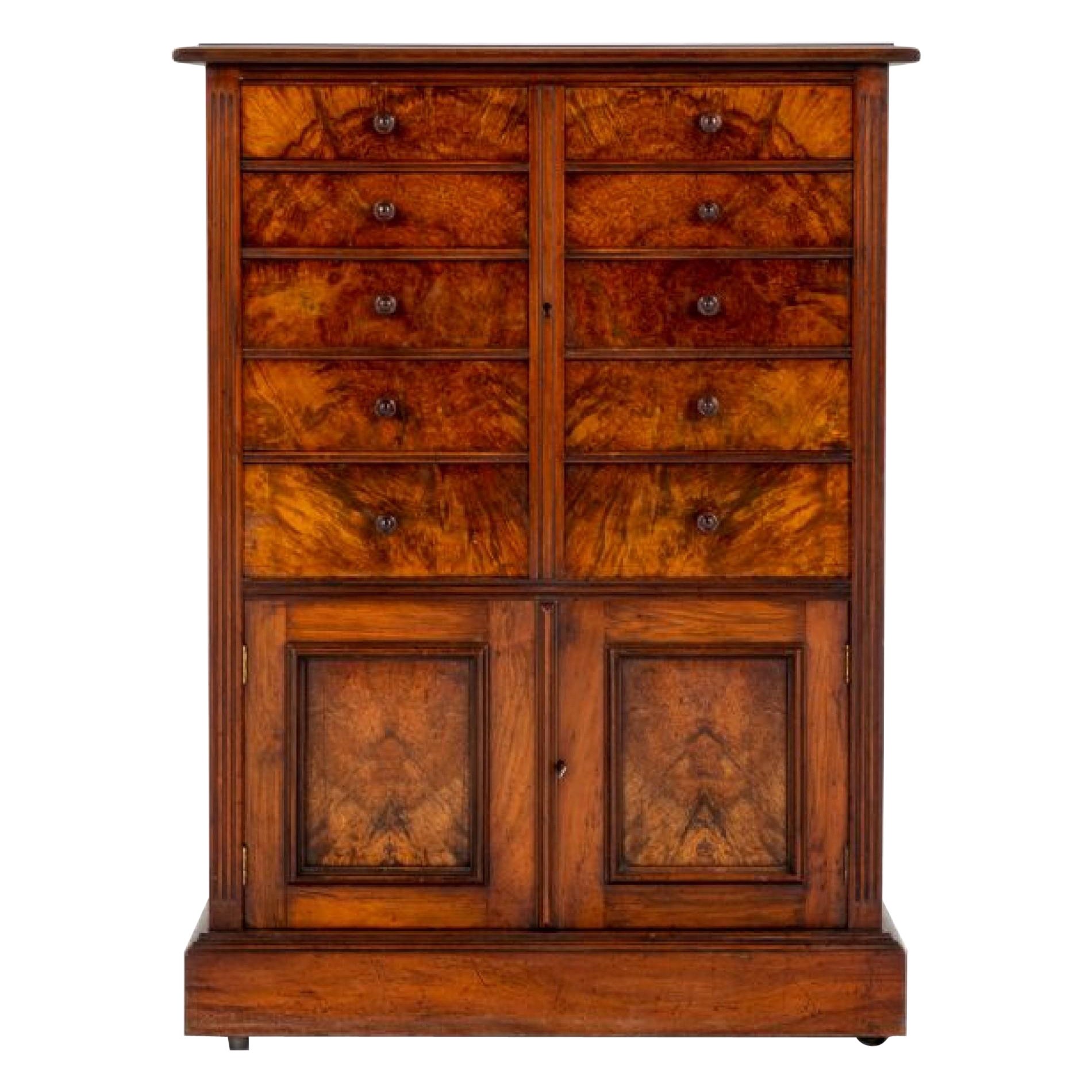 Victorian Antique Cabinet Chest Drawers, 1860 For Sale