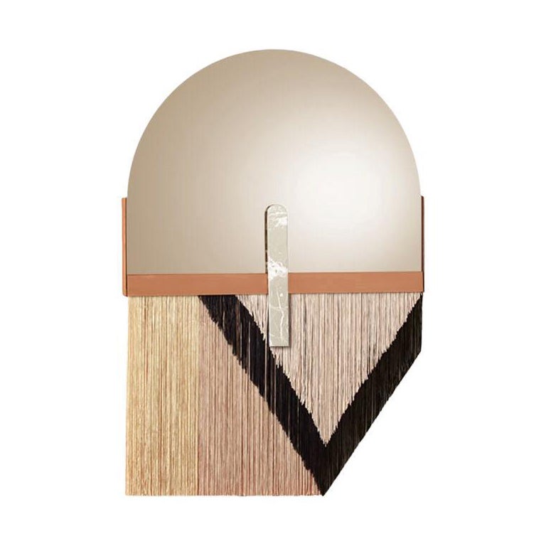 Miroir Souk noir, blanc Estremoz avec miroir en bronze poli en vente