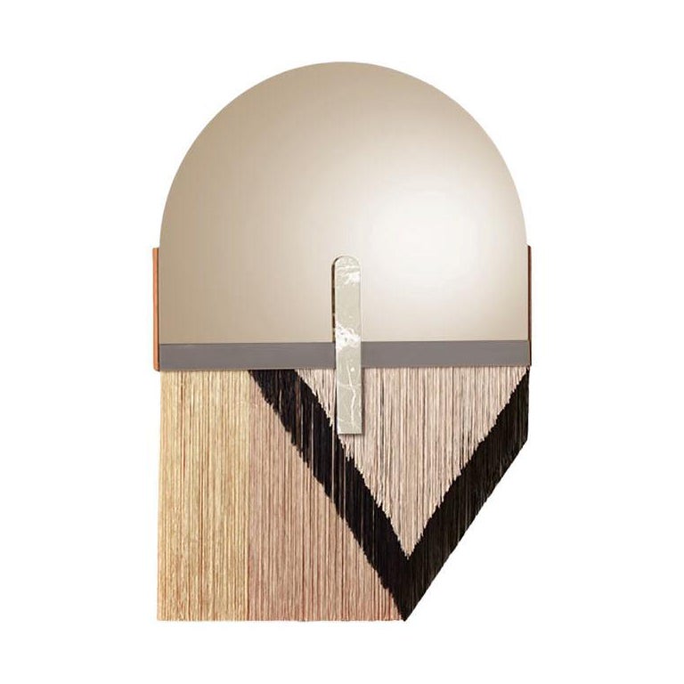 Miroir Souk noir, blanc Estremoz avec miroir en bronze et nickel en vente