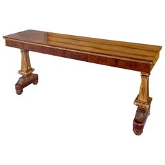 20th-C. Italian Burlwood and Giltwood Neo-Classical Style Console Table / Desk