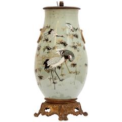 Antique Decorated Celadon Table Lamp
