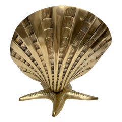 Extra Large Brass Sea Shell on Star Fish Base