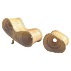 Pencil Reed Sculptural Ear Lounge Chair and Ottoman by Betty Cobonpue