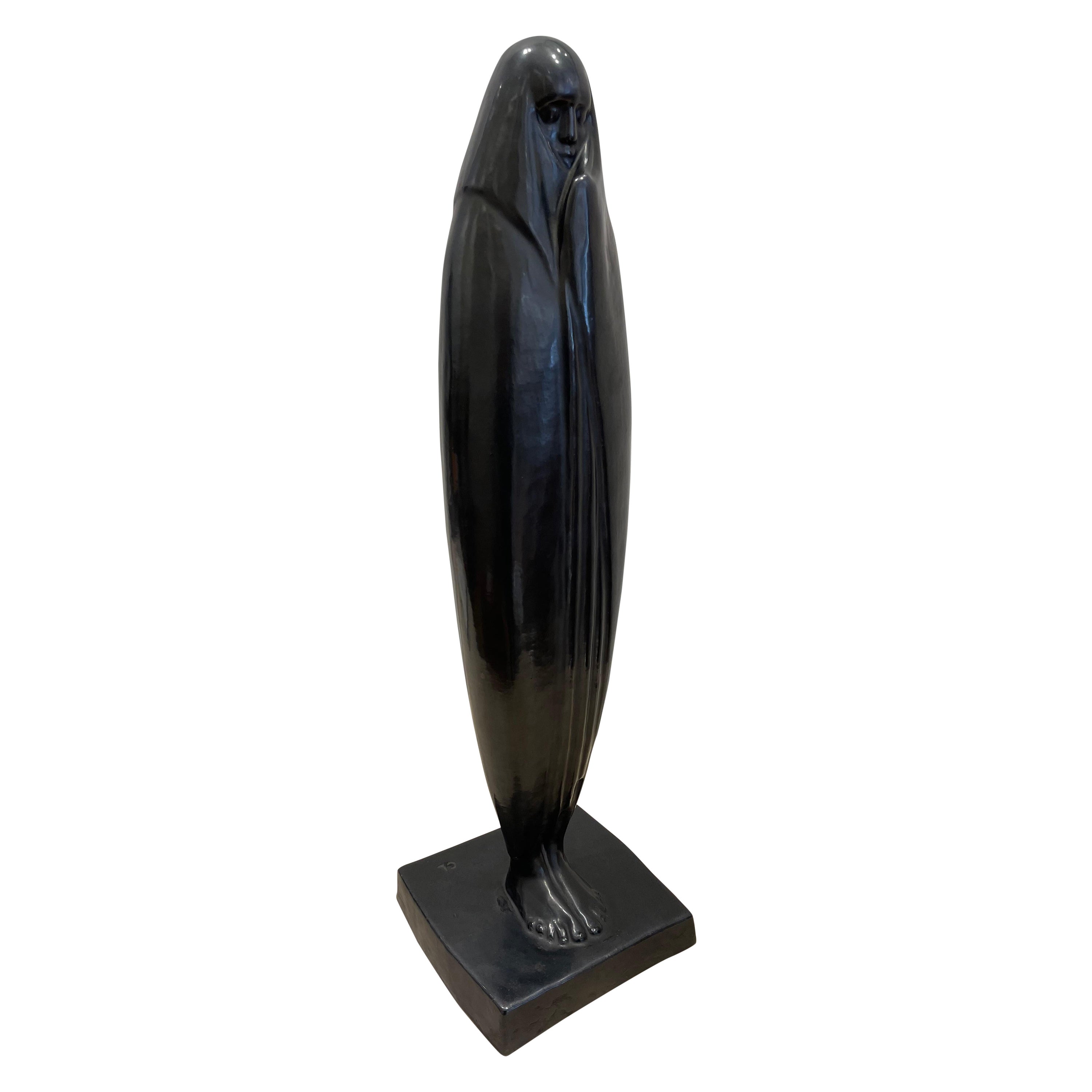 Superb Ceramic "Veiled Lady from Marrakech" by Céline Lepage, Art Deco, France