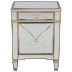 Hollywood Regency Mirrored Nightstand