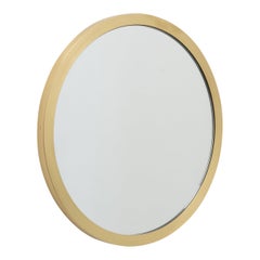 Orbis Round Contemporary Mirror with Full Brushed Brass Frame