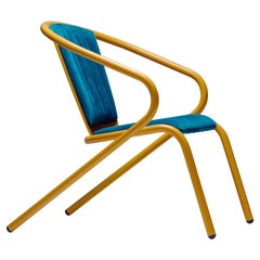 BICAlounge Modern Steel Lounge Chair Melon Yellow, Upholstery in Soft Velvet