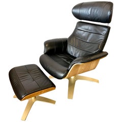 Vintage Modern Swivel Reclining Lounge Chair & Ottoman by Divani Casa