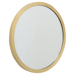 Orbis Round Contemporary Mirror with Full Brushed Brass Frame, Large