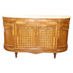 Fine Quality Marble Top Bronze Mounted French Louis XVI Style Sideboard Buffet