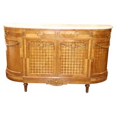 Fine Quality Marble Top Bronze Mounted French Louis XVI Style Sideboard Buffet 