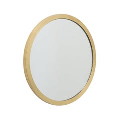 Orbis Round Contemporary Mirror with Full Brushed Brass Frame, Medium