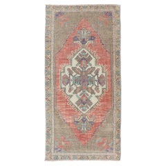 Vintage Turkish Oushak Rug , All-Over Sub-Geometric Medallion Design 1'8 x 3'4