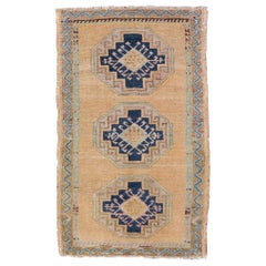 Vintage Turkish Oushak Rug with All-Over Sub-Geometric Medallion Design
