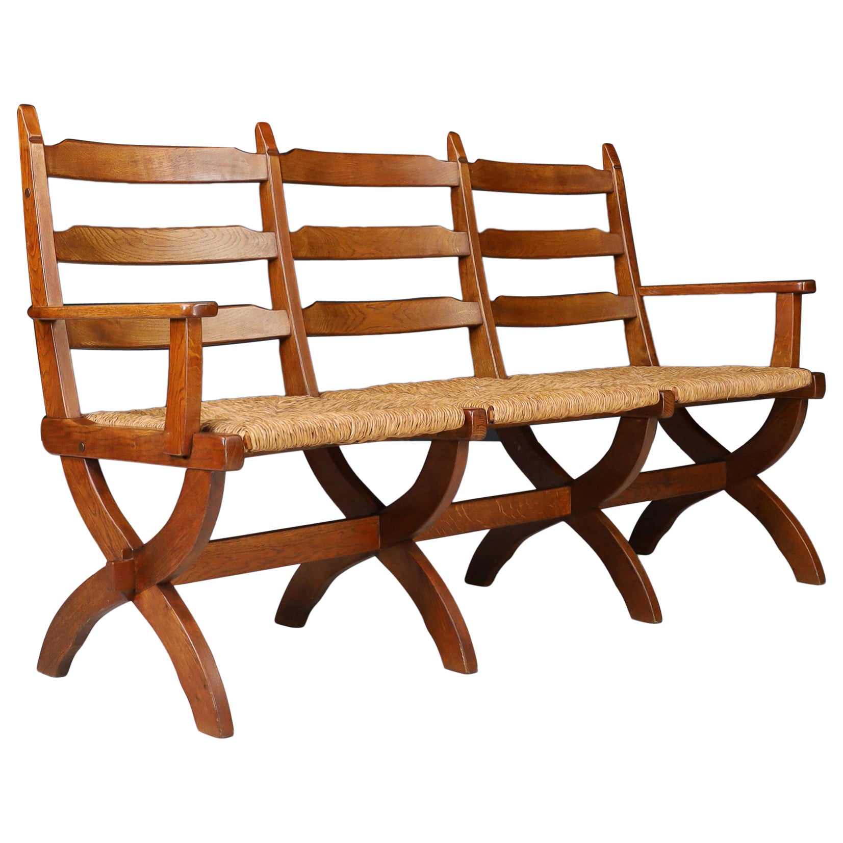 Ladder Back Bench with Rush Seat at 1stDibs rush seat bench with back