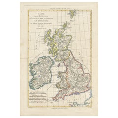 Antique Map of England, Scotland and Ireland with Outline Coloring