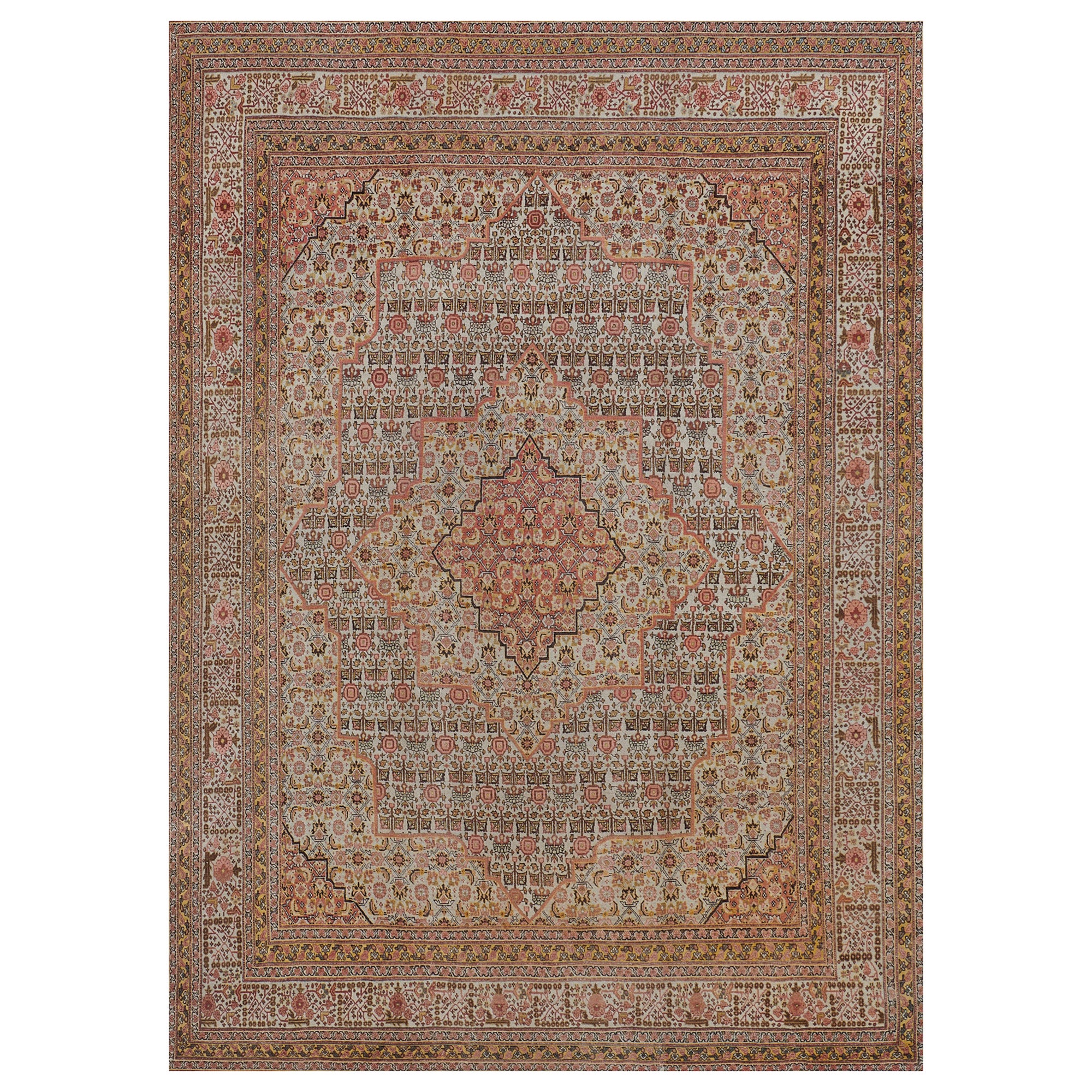 Late 19th Century Traditional Wool Handwoven Persian Tabriz Rug For Sale