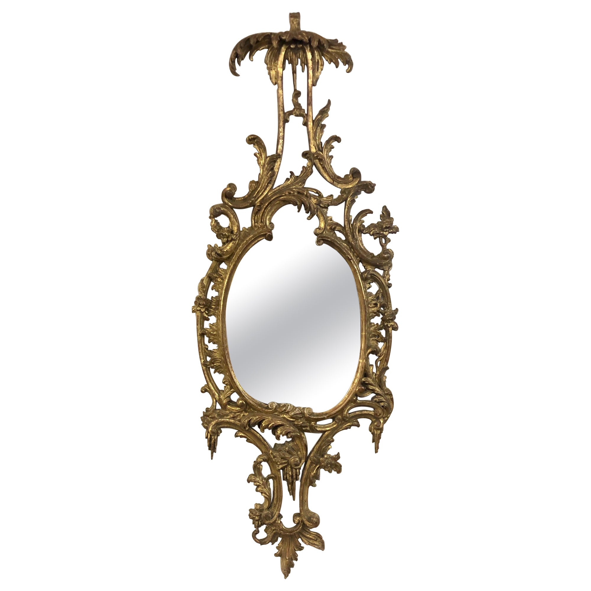 Chinoiserie English  Giltwood Chinese Chippendale Mirror 19th Century