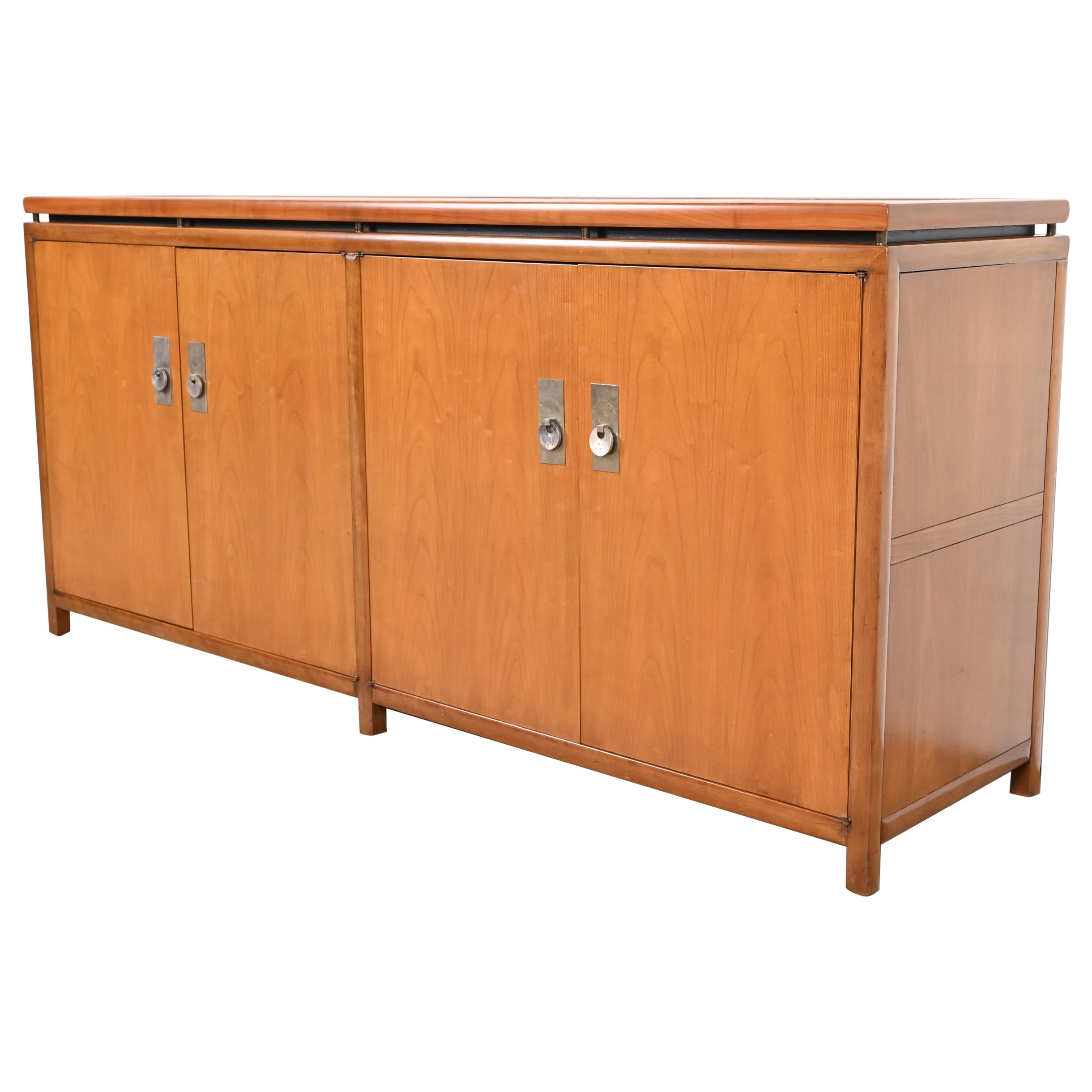 Michael Taylor for Baker Midcentury Hollywood Regency Cherry Sideboard Credenza