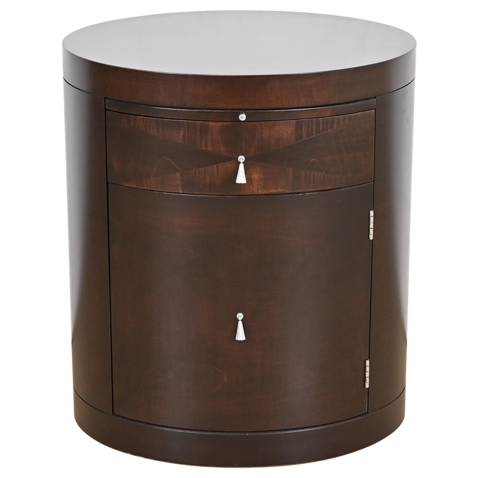 Baker Furniture Modern Art Deco Mahogany Bedside Table, Newly Refinished