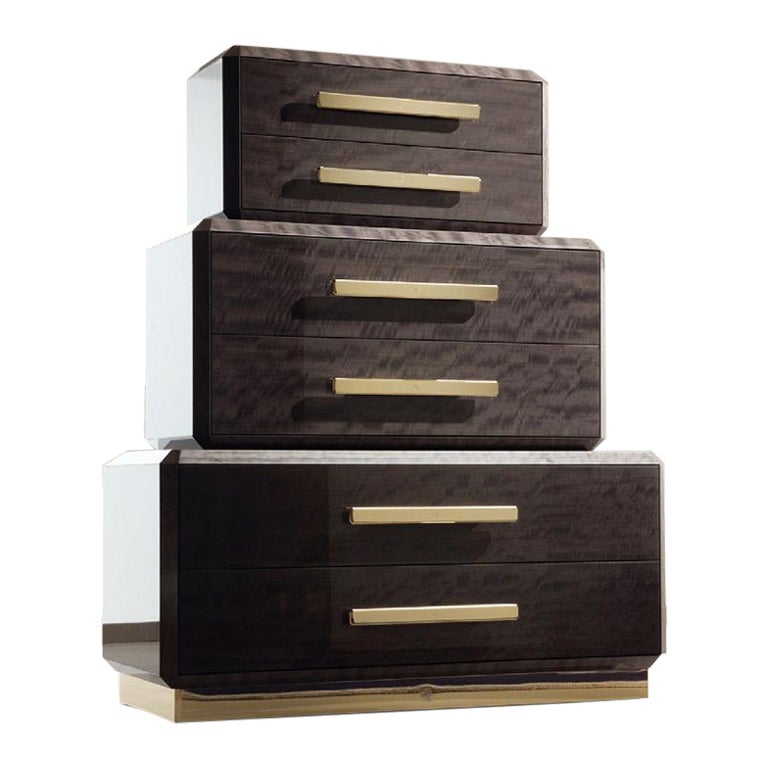 Giorgio Collection Infinity Chest Mahogany Makore High Gloss For Sale
