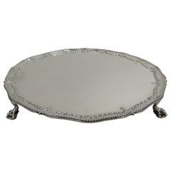 Antique English Georgian Neoclassical Salver Tray by Richard Rugg, 1773