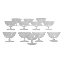 Set of 12 Antique Stourbridge Etched & Engraved Glass Sherbert Bowls