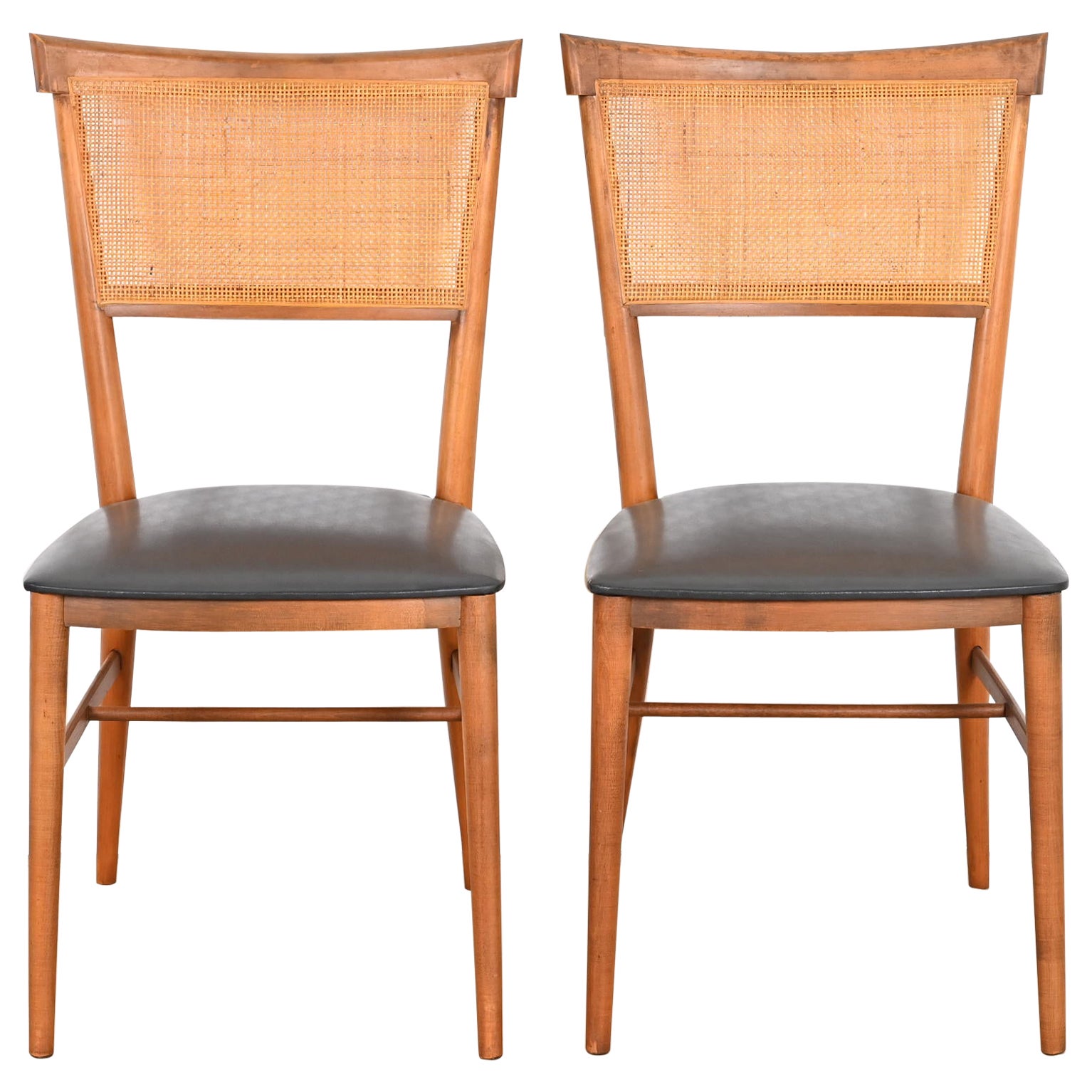 Paul McCobb Planner Group Birch and Cane Dining Chairs or Side Chairs, Pair