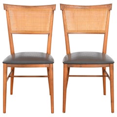 Paul McCobb Planner Group Birch and Cane Dining Chairs or Side Chairs, Pair