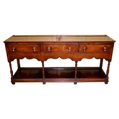 Used Welsh Georgian Montgomeryshire Pot Board Oak Three Drawer Low Dresser