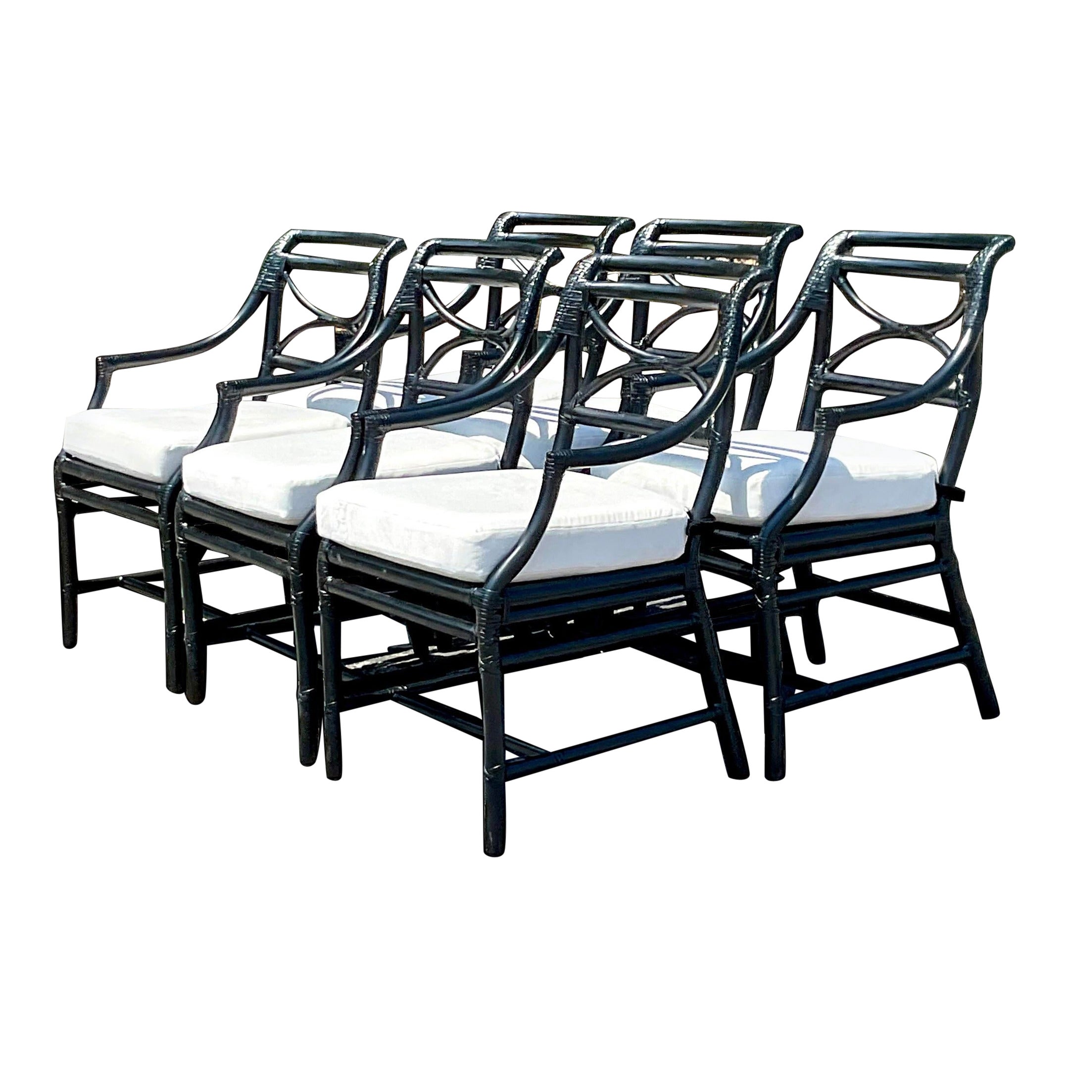 Set of Six Target Back Rattan Chairs by McGuire at 1stDibs mcguire