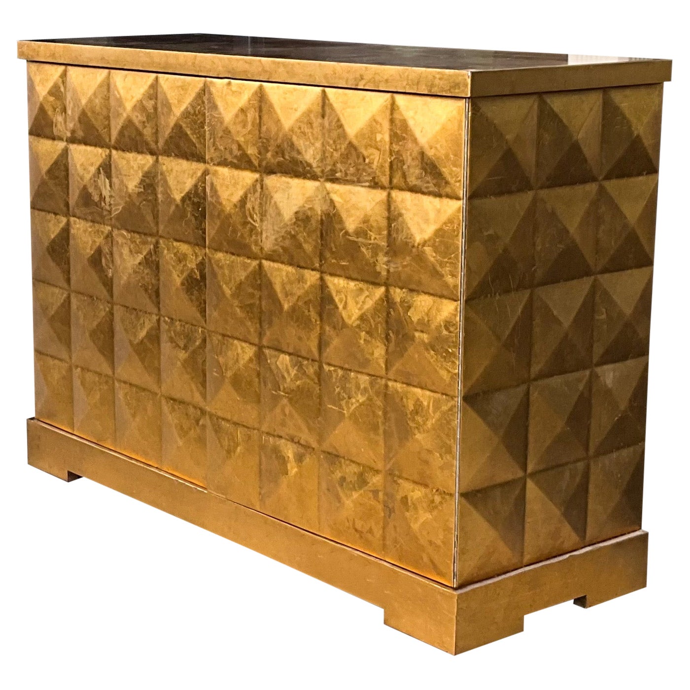 Hollywood Regency Style Gold Leaf Barbara Barry Cabinet / Bar by Baker Furn