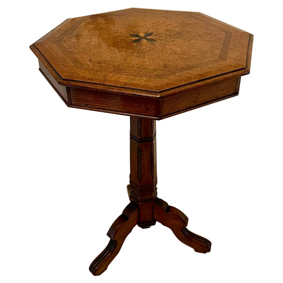 Unusual Antique Victorian Quality Oak Lamp Table  For Sale