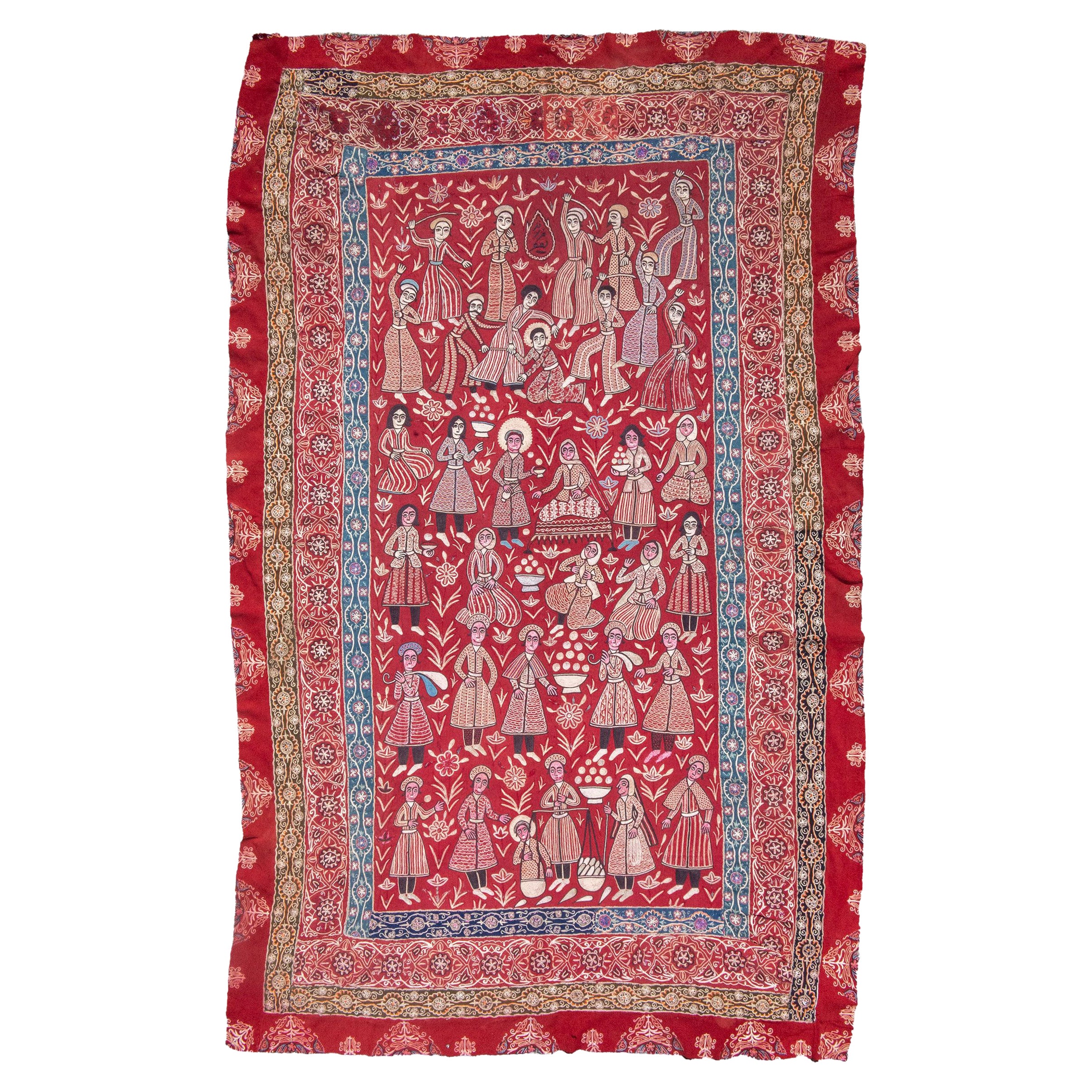 Tapis à broder de Rasht, c. 1900 en vente