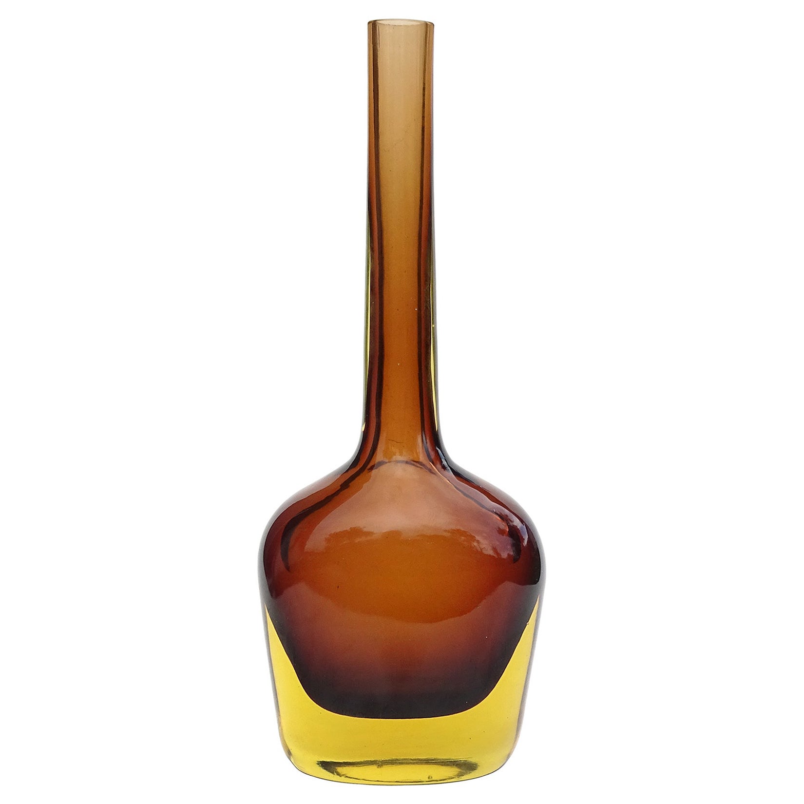 Seguso Vetri d'Arte Poli Murano Sommerso Yellow Topaz Italian Art Glass Vase For Sale
